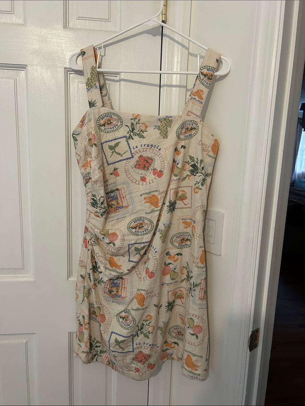 Abercrombie & Fitch Beige Fruit-Print Mini Dress